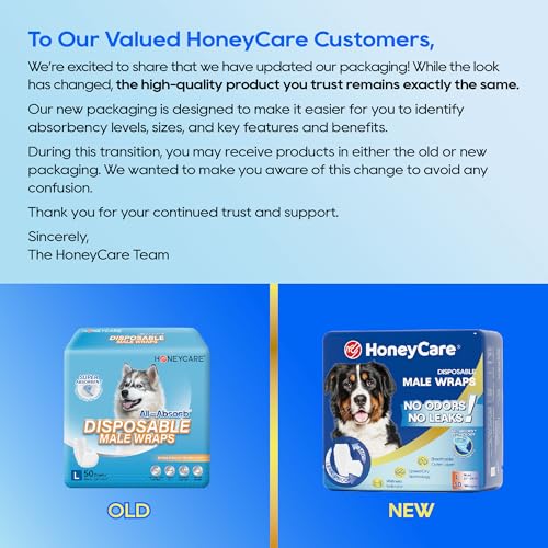 Image of HONEY CARE All-Absorb A24 Male Dog Wrap, 50 Count, Large
