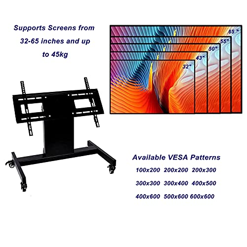 Nuwovwo Rolling Tv Stand, Mobile Tv Cart, Low Profile Floor Confidence Monitor Cart For 32-75 Inch Screen, Height Adjustable, 90°Adjustable Viewing Angle #TOP1