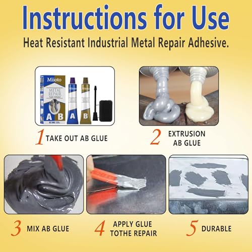 High Strength Metall Kleber, Zwei Komponenten Kleber, 2 Komponenten Kleber, Flüssiger Metallkleber zum Verbinden von Metall mit anderen Materialien, Lotpaste zur Reparatur von Gussfehlern(50g*2)