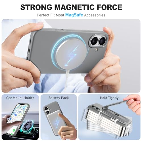 Coque iPhone 16 TUCCH en cuir synthétique gris fer premium et finitions soignées