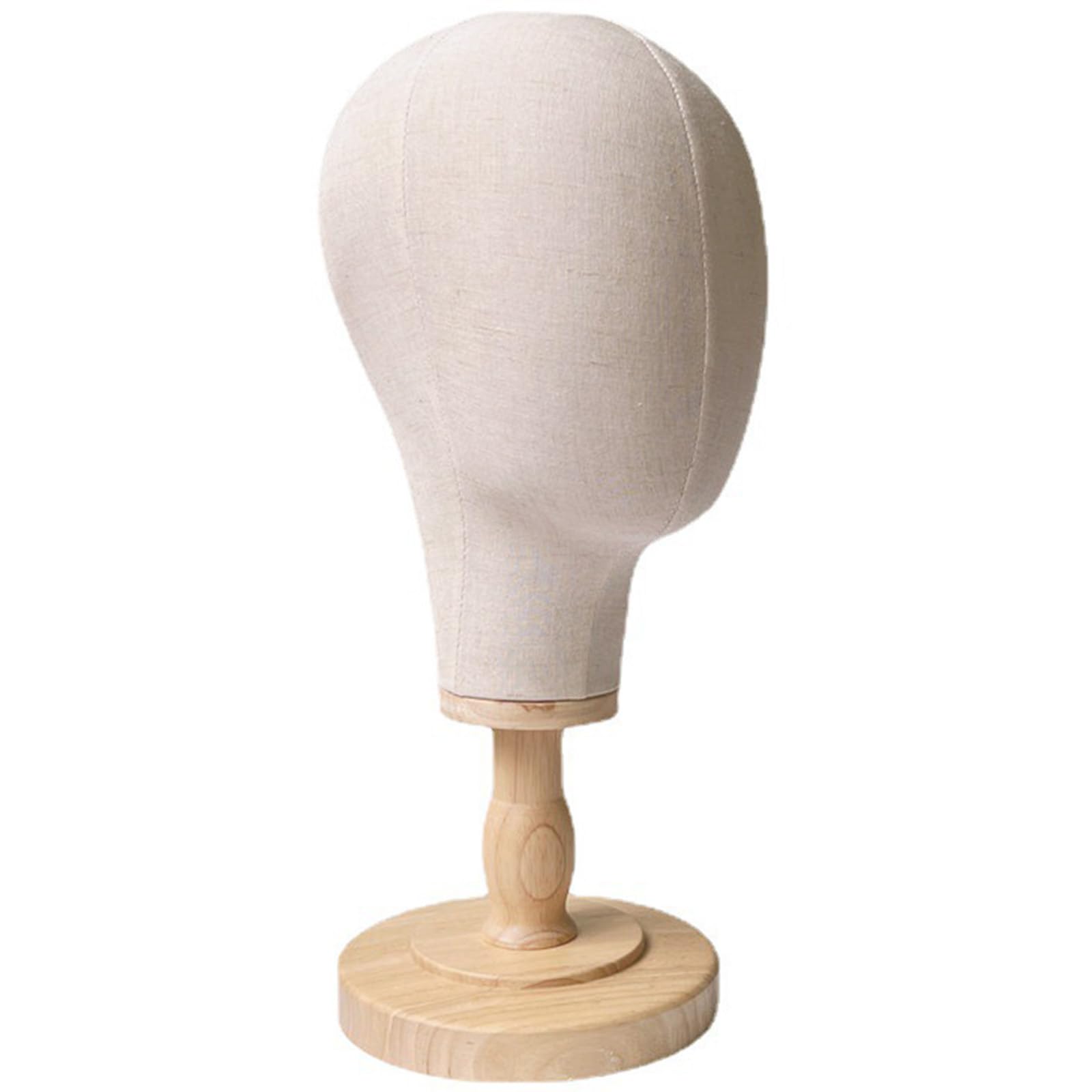 Tête Mannequin Toile 21 Pouces Support Chapeau Amovible Dôme Base Bois Présentoir Chapeaux