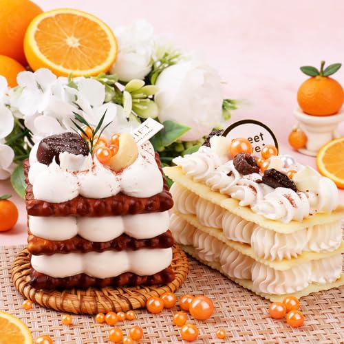 Image of Orange Pearl Sprinkles for Cake Decorating, 4 Sizes Sugar 130g /4.6oz, Cupcake, Ice Cream, Donuts, Macaron Toppings Supplies (2mm, 4mm, 7mm, 1cm)