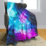 YISUMEI Nebula Galaxy Throw Blanket Fantasy Purple Blue Starry Sky Space Fleece Blanket Soft Warm Co