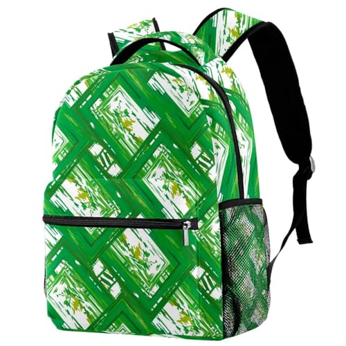 Sac à dos d'école vert abstrait pour adolescents et voyage décontracté 29x20x40cm