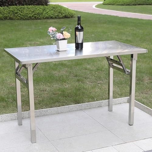 Portable Stainless Steel Folding Table - Rust-Resistant, Ideal for Kitchen Prep, Outdoor Use, Dining, and Storage Solutions - Lightweight, Easy to Store, Versatile Utility Table
