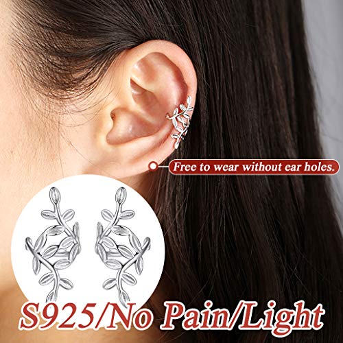 Women Cuff Earrings Plain Silver Elegant Leaf Non Piercing Ear Accessories Girlfriend Birthday Party Present #TOP1