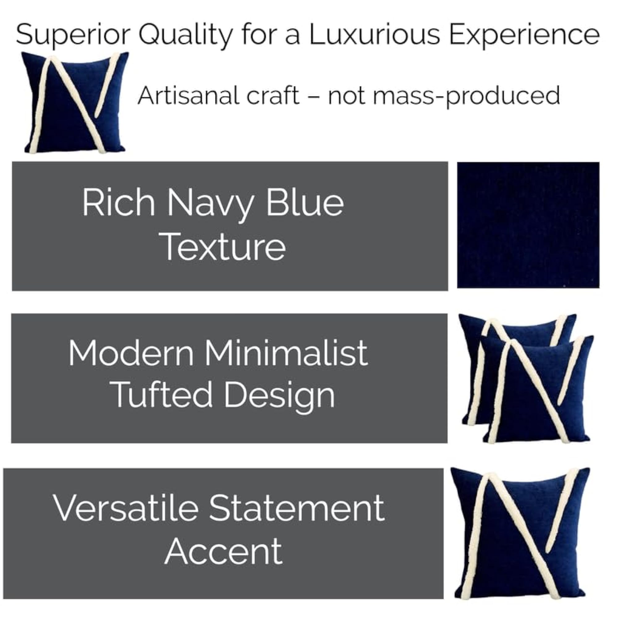 Navy Blue Tufted Decorative Cushion Cover, Soft Boho Style