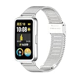 HAOZHI Pulseira Compatível com Huawei Band 10 9 8,Bracelete Correia de Metal para Huawei Band 10,9,8 (Prata)