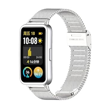 HAOZHI Pulseira Compatível com Huawei Band 10 9 8,Bracelete Correia de Metal para Huawei Band 10,9,8 (Prata)