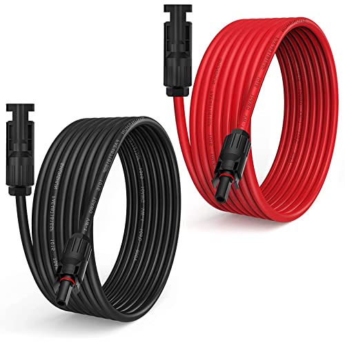 TRAMILY Câble d'extension solaire 5 m / 16,4 10 AWG avec prise et prise - Adaptateur de câble de câblage pour panneau solaire (16 ft rouge + 16 pieds) Cover