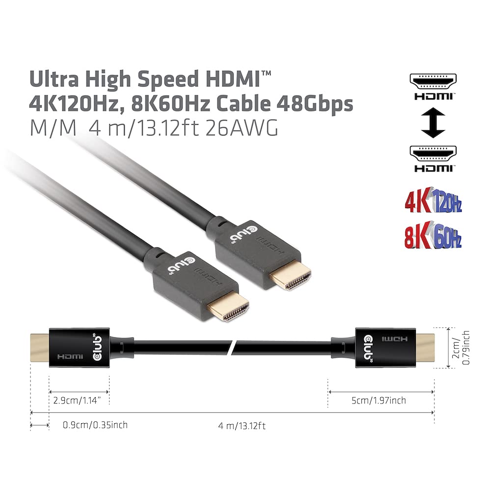 Club 3D CAC-1374 Ultra High Speed HDMI 2.1Cable 4K 120Hz 8K 60Hz M/M 4m - 13.12ft