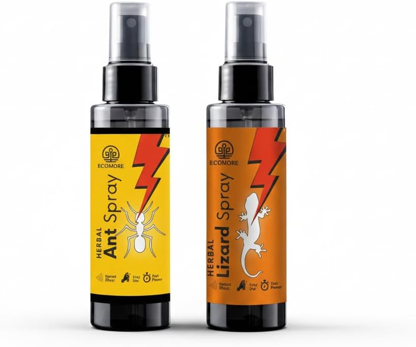 Ecomore Ant & Lizard Spray Combo Fast Dual Pest Control Herbal & Chemical-Free | Safe for Kids, Pets & Kitchen | Long-Lasting Home Protection (Pack of 1, 100, ML
