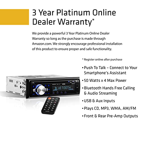 Sound Storm Laboratories SDC26B Car Stereo - Single Din, Bluetooth Audio and Hands-Free Calling, Built-in Microphone, MP3 Player, CD, USB Port, AUX Input, AM/FM Radio Receiver, Wireless Remote Control by Sound Storm Laboratories - Image 3