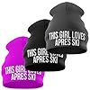 Purple Print House Skiing Gifts - This Girl Loves Apres Ski - Beanie Hat Skiing Accessories Winter Hat Ski Hat - Mens Gifts (Bright Pink) #3