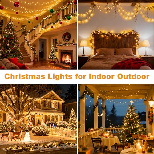 btfarm 20M 200LED Christmas Fairy Tree Lights with Remote, Outdoor Xmas Lights Mains Powered, 8 Mode Timer Waterproof Warm White String Light for Indoor, Outside, Garden, Party, Wedding Decorations - Image 5