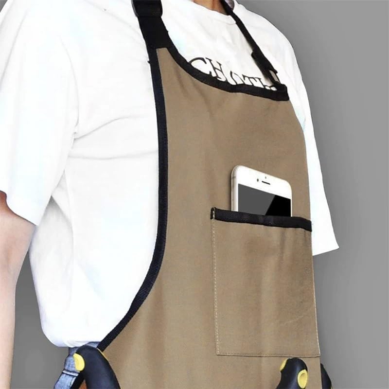 Grembiule da lavoro, grembiule per attrezzi, Grembiule da lavoro Grembiule da giardino Tela utile Grembiule da lavoro resistente Grembiule protettivo impermeabile Cinghie incrociate sul retro Attrezzo