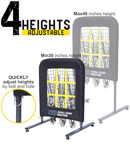 JAPER BEES Pitching Net with Strike Zone, 9 Hole Pitching Target net, Portable Baseball Softball pitchier Training Equipment Height Adjustable