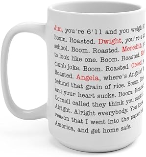 MoltDesigns The Office Boom Roasted Coffee Mug | Boom Roasted Legendary Michael Scott's The Office Roasting Scene Coffee Mug - Funny Mug For Men And Women - Michael Scott Coffee Mug 15oz