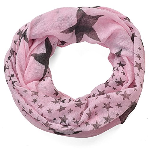 Miobo Leichter breiter Stern Loopschal Snood Schlauchschal Rundschal in vielen schönen Farben (One Size, Rosa)