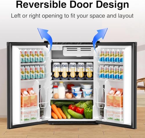 Image of Kismile 4.41Cu Ft Mini Fridge with Freezer, Reversible Door Small Fridge