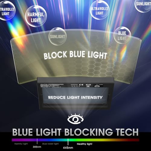 YESWELDER Large Viewing Screen 3.93"X3.66" True Color Solar Power Auto Darkening Welding Helmet, 4 Arc Sensor Wide Shade 3/5-9/9-13 for TIG MIG Arc Weld Grinding Welder Mask LYG-M800H - Image 3