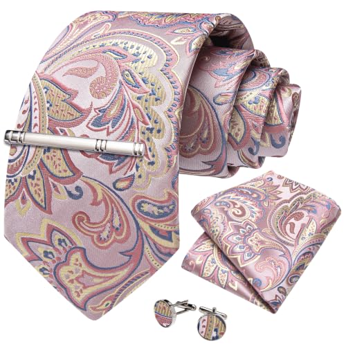 Image of DiBanGu Silk Floral Ties for Men Woven Paisley Necktie