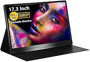 Portable Monitor - Upgraded 17.3 Inch 1080P FHD IPS HDR Type C FreeSync Gaming Monitor with Type-C HDMI mini DP Speakers for Xbox PS4 PS5 Switch Laptop PC Phone Mac Surface, with Smart Case VESA mount