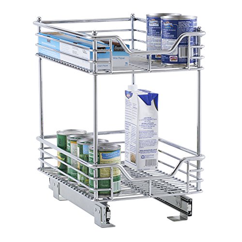 Household Essentials Glidez Chrome-Plated Steel 2-Tier Sliding Under Sink Cabinet Organizer, Chrome #TOP1