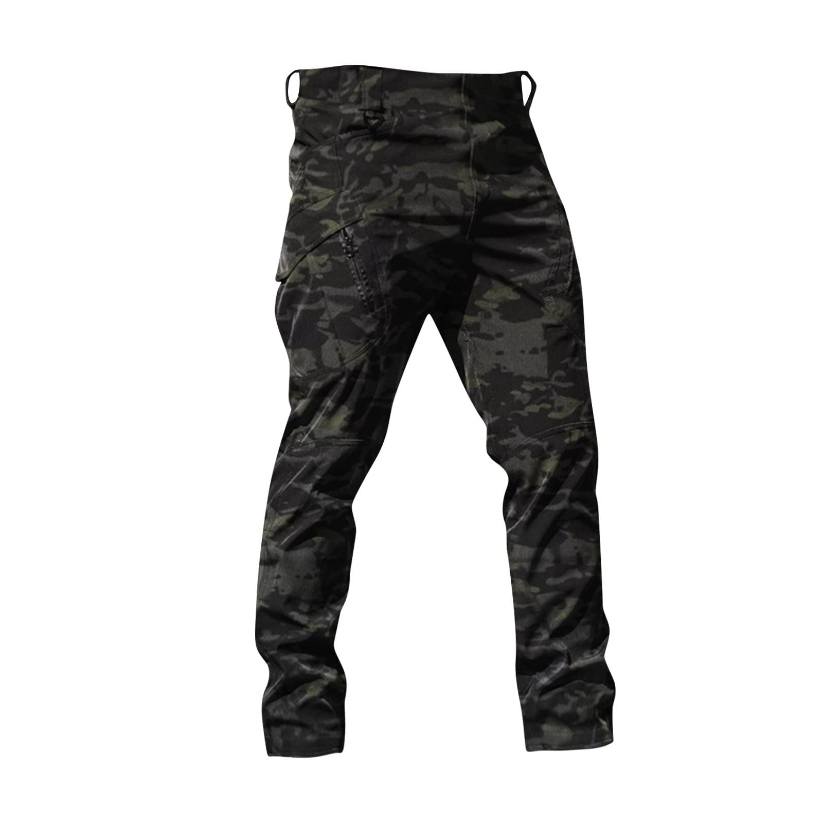 Cargo Pants for Men Multi Pocket Athletic Trousers Military Fan Elastic Waistband Casual Overalls Hiking Pants