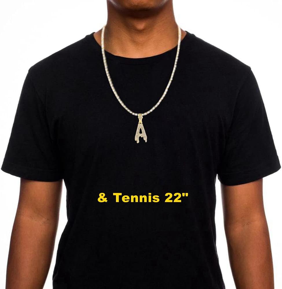 Gold Silver Initial Letter Necklaces for Men/Women, Dripping Initial Letter Pendant Necklaces A-Z, Mens Necklace Initial Letter chains - Image 6