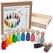 Imagen de Ulanik Muñecos grandes para clasificar juguetes Montessori a partir de 3 años + Baby Waldorf Muñecas Sensorik Juegos de madera para contar y aprender colores