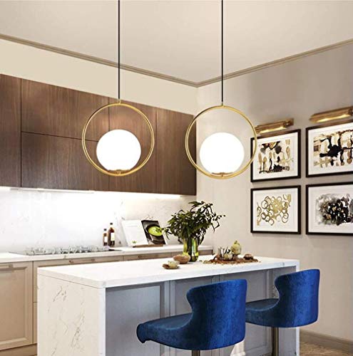 Yang1Mn Modern Gold-Plated Wrought Iron Chandelier Creative Personality Single Head Small Chandelier Post Modern Restaurant Living Room Chandelier #TOP4