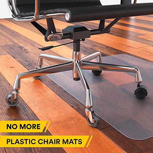 Office Chair Caster Wheels Replacement - Set Of 5 Hardwood Floor Chair Wheels - No Chair Mat Needed - 3" Rollerblade Style Heavy Duty Desk Chair Casters With Soft Rubber Wheels, Smooth & Silent #TOP3