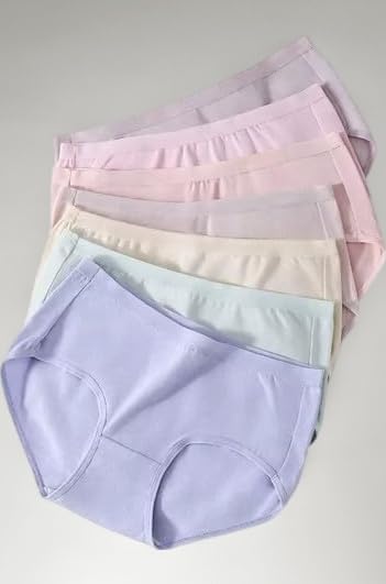 100% Cotton Solid Pastel Regular Set of 4 Panties for Women