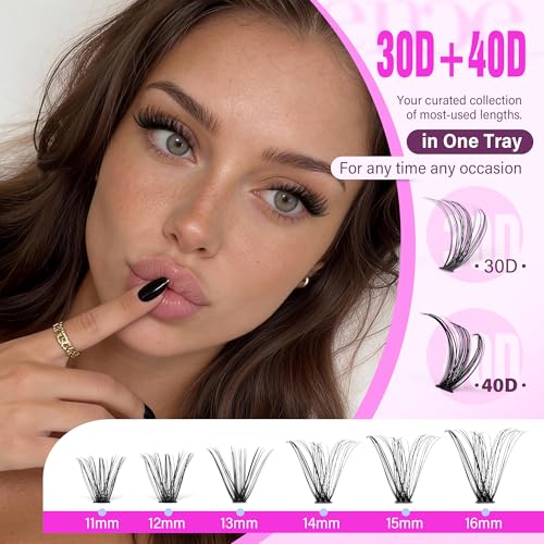 Image of Pawotence Lash Clusters 480pcs Individual Lashes 30D 40D Cluster Eyelash Extensions 11-16mm Eyelash Clusters Lash Extensions for Self Application (30D&40D, 0.07D, 11-16mm Value Pack)