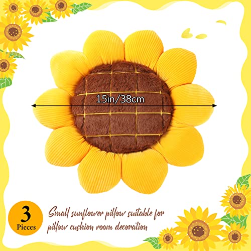 Unittype 3 Pieces 3D Flower Floor Pillow Seating Cushion Mat Sunflower Shaped Chair Pads Yellow Decorative Plush Throw Pillows Cushions For Office Chair Bed Car Couch Sofa Girls Gifts, 15 Inch #TOP1