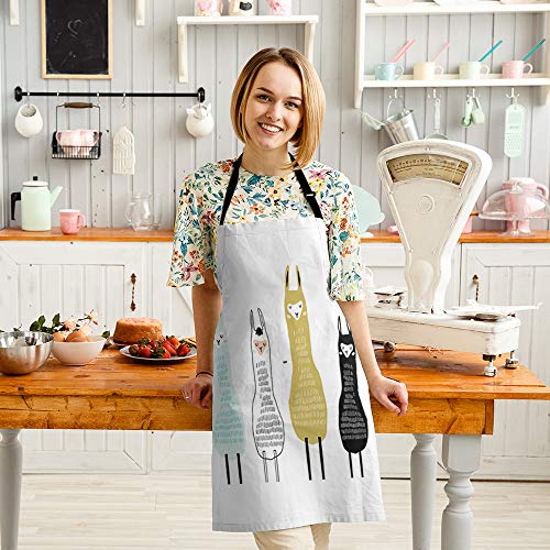 Hgod Designs Llama Kitchen Apron,Funny Cartoon Cute Llamas Childish Lama Design Kitchen Aprons For Women Men For Cooking Gardening Adjustable Home Bibs,Adult Size #TOP2
