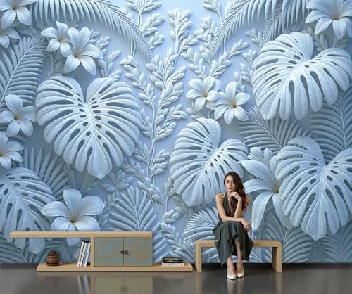 Ciervo Campo Fantasía Papel Pintado Impreso En 3D, 400 X 280 Cm Pared Papel Pintado, Arte Papel Y Estilo Corte Papel Decoración De Paredes Para Salón Dormitorio Pasillo Comedor, Azul Oscuro