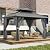 GarveeLife 10x12ft Double Roof Hardtop Gazebo, Heavy Duty Galvanised Steel Hardtop Pavilion with Nettings and Curtains, Aluminum Gazebo for Patio, Terrace, Lawn and Deck, Grey