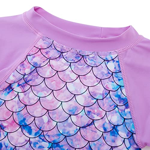 Image of Funnycokid Girls Swimsuit Toddler Bathing Suit Long Sleeve 2 Piece Rash Guard Set for Kids 2-10 Years