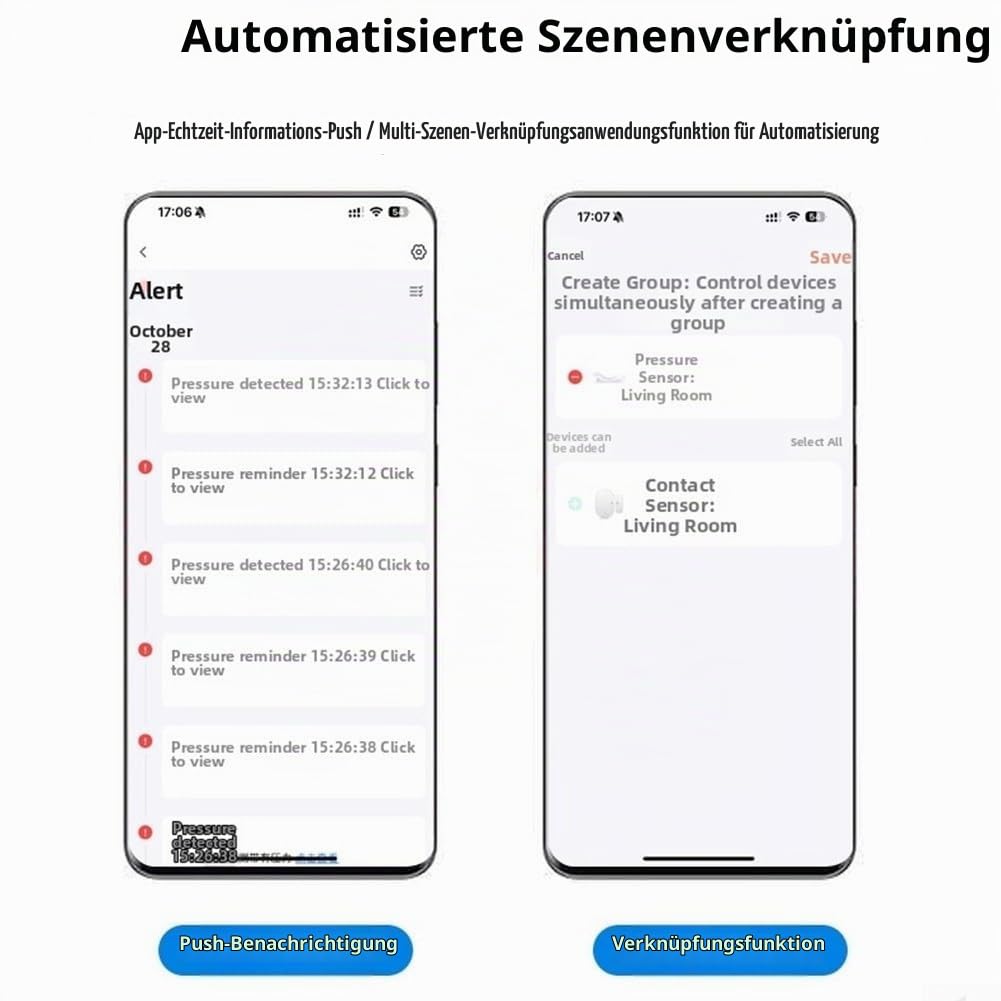 Für Tuya Smart Drucksensor Anwesenheitserkennung, Remote-Erinnerung für Zigbee für Smart Home Automation (70 cm)