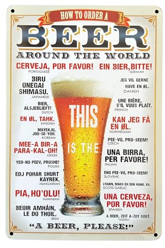 Comment commander une bière - DiilHiiri Plaque rétro 30 x 20 cm - Cadeau pour amateurs de bière | Décoration de garage | Décoration vintage | Décoration de grotte pour homme (2635-291)