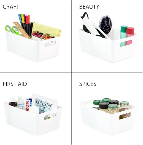 Miniatura 9 de Isaac Jacobs - Juego de 5 contenedores de almacenamiento medianos transparentes 95 x 65 x 4 pulgadas con asas recortadas organizador de plástico