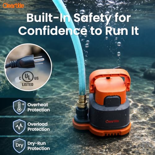 Image of Submersible Utility Water Pump, 2400 GPH Portable Sump Pump with Copper Motor, Plug and Work for Pond, Garden Watering, Pool Transfer, Hot Tub Emptying