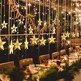 【8 modos de luz】 Las luces navideñas con 12 estrellas y 108 LED ofrecen 8 modos de iluminación diferentes: combinación, onda, luz fija, autoiluminación, caza / parpadeo, desvanecimiento lento, parpadeo / parpadeo y luz constante. Puede ajustar su brillo de luz. Simplemente use el control remoto para seleccionar el modo según sus preferencias.
