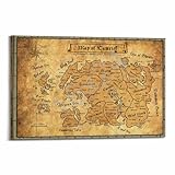 CVAPEPFK Ancient Map of Tamriel Canvas Art Poster Poster for Room Aesthetic Posters 12x18inch(30x45cm)
