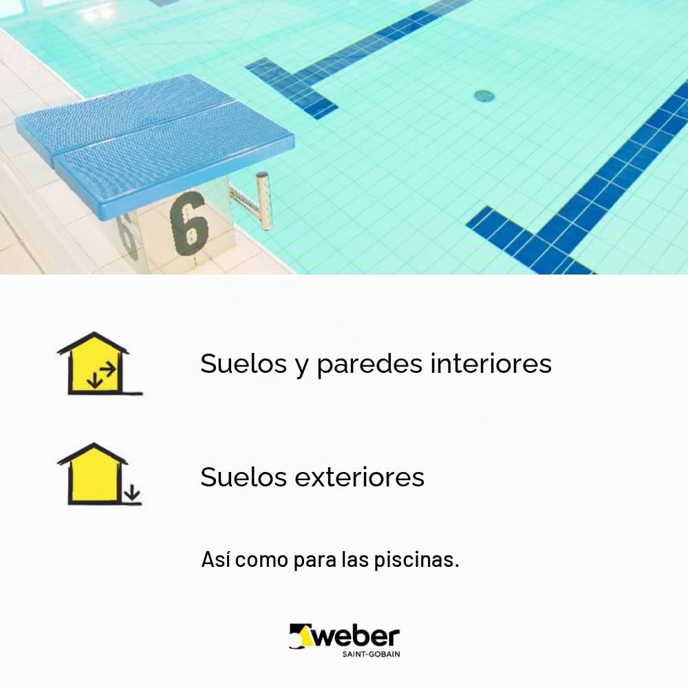 Junta de azulejos adecuada para piscina, alta resistencia, gris cuarzo, Weberjoint HR 5KG, WEBER