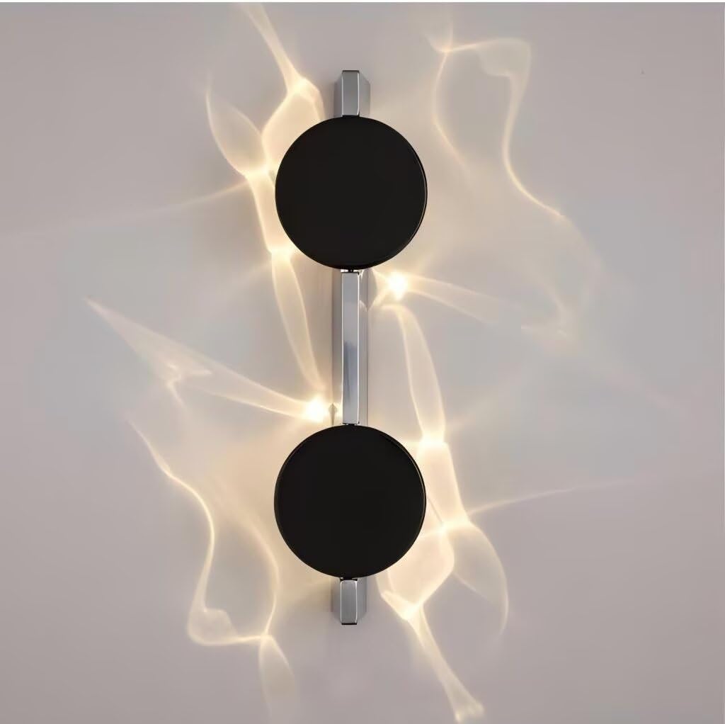 Wandleuchte Innen LED Modern, 5W-38cm Doppelkopf Wandlampe Stainless Steel Lamp Body&Drehbare Schwarz Leuchtenkopf, Minimalistisch Wandbeleuchtung für Wohnzimmer Schlafzimmer Flur