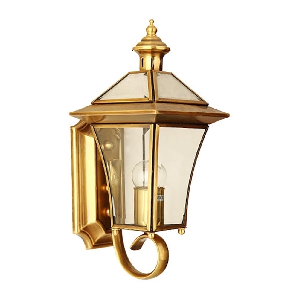 OZBMA Japanese-Style Brass Wall Light Clear Glass Shade Sconce Outdoor Waterproof Lamp for Corridor Terrace Patio Porch Garden Aisle Garage
