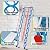 Attic Ladder Pull Down System with Telescopic Armrests, Wall Mounted Attic Ladder Foldable, Titanium-Magnesium Alloy Telescoping Pull Down Stairs for Attic Roofs, Loading 1350lb (Blue)